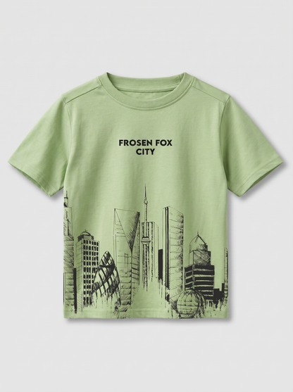 Kids' Light Green Graphic Printed T-Shirt | Casual Everyday Wear