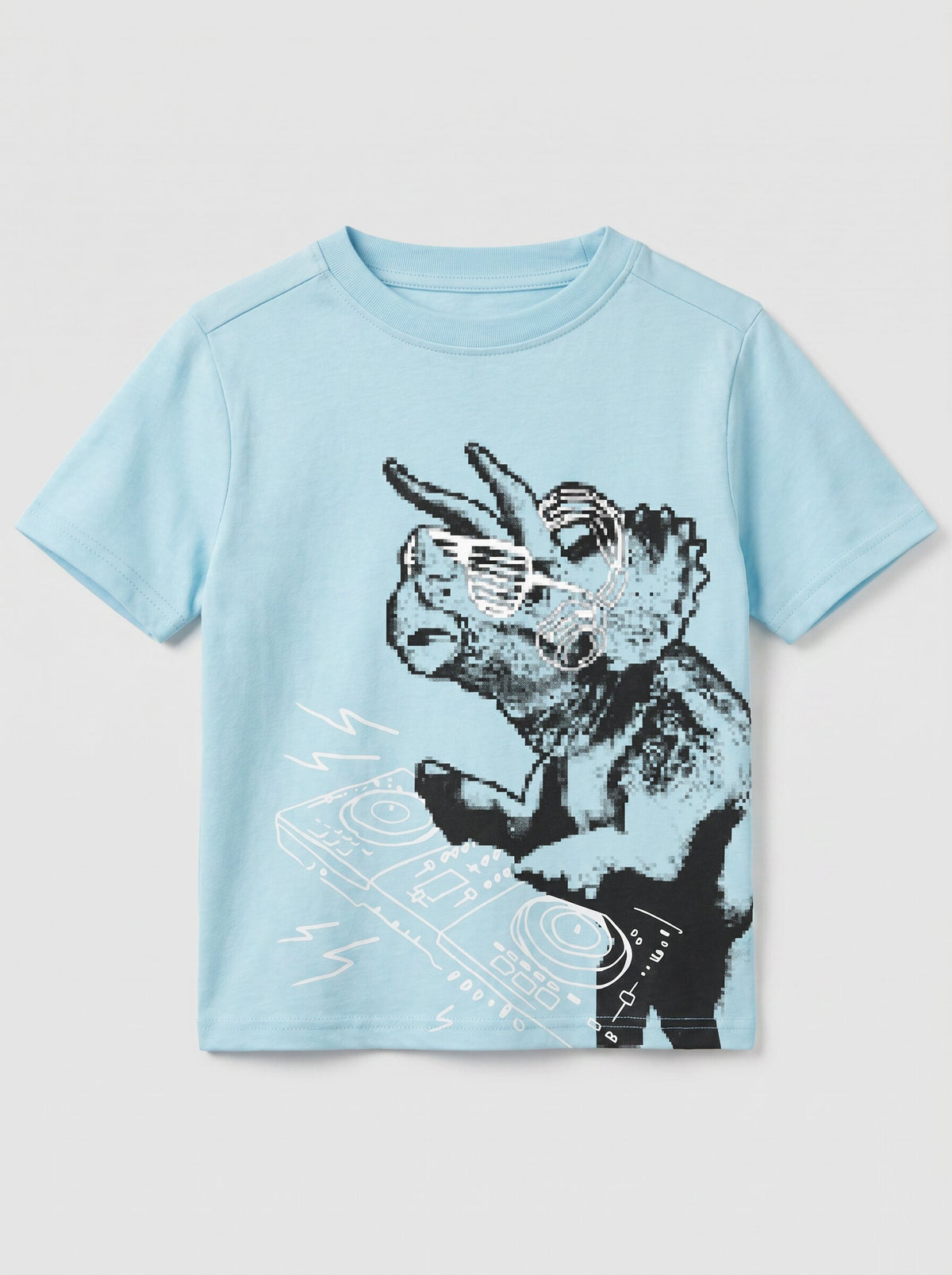 Kids' Light Blue Graphic Print T-Shirt | DJ Character Design