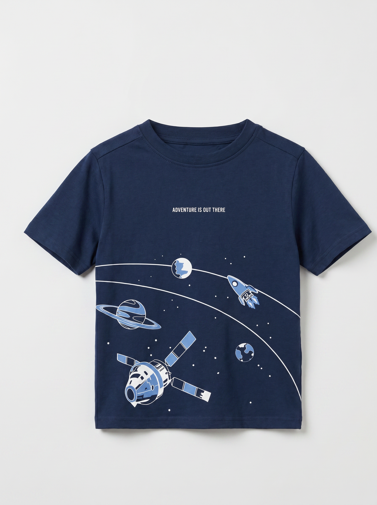 Kids' Navy Blue Space Graphic Printed T-Shirt | Casual Everyday Wear