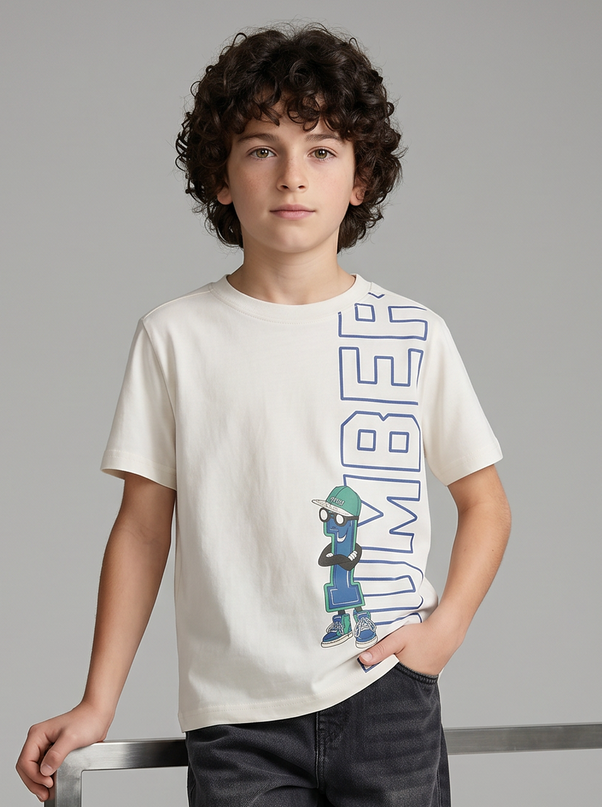 Kids' Cream Graphic Printed T-Shirt | Casual Everyday Wear