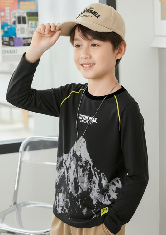 Boys Printed Round Neck Full-Sleeve T-Shirt