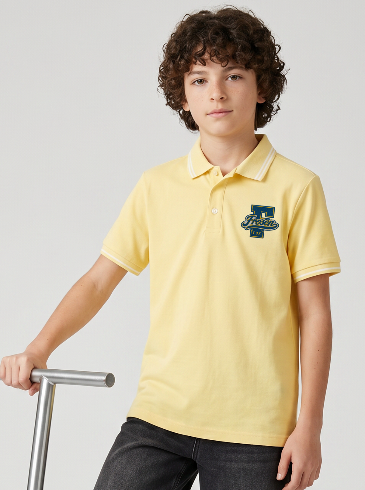 Kids' Light Blue Polo T-Shirt with Logo Print | Casual Everyday Wear  Description