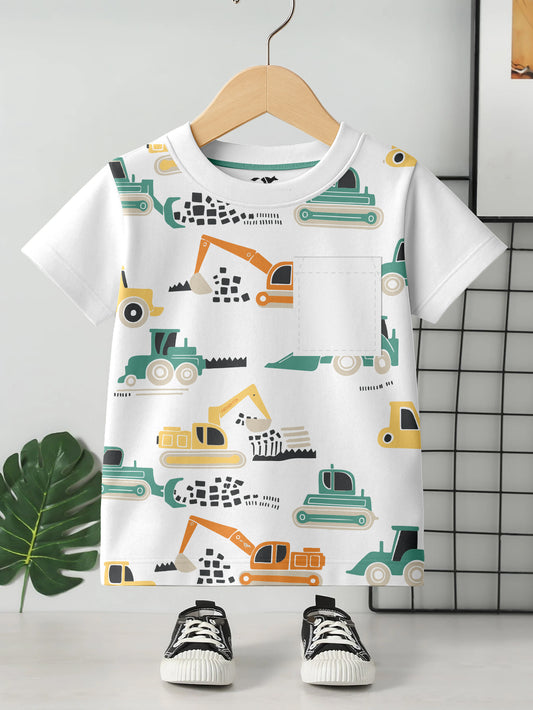 Kids Round Neck Graphic Printed Pure Cotton T-shirt