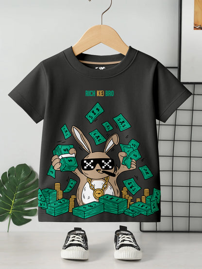 Kids Round Neck Graphic Printed Pure Cotton T-shirt