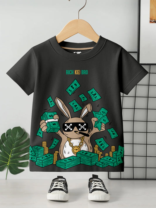 Kids Round Neck Graphic Printed Pure Cotton T-shirt