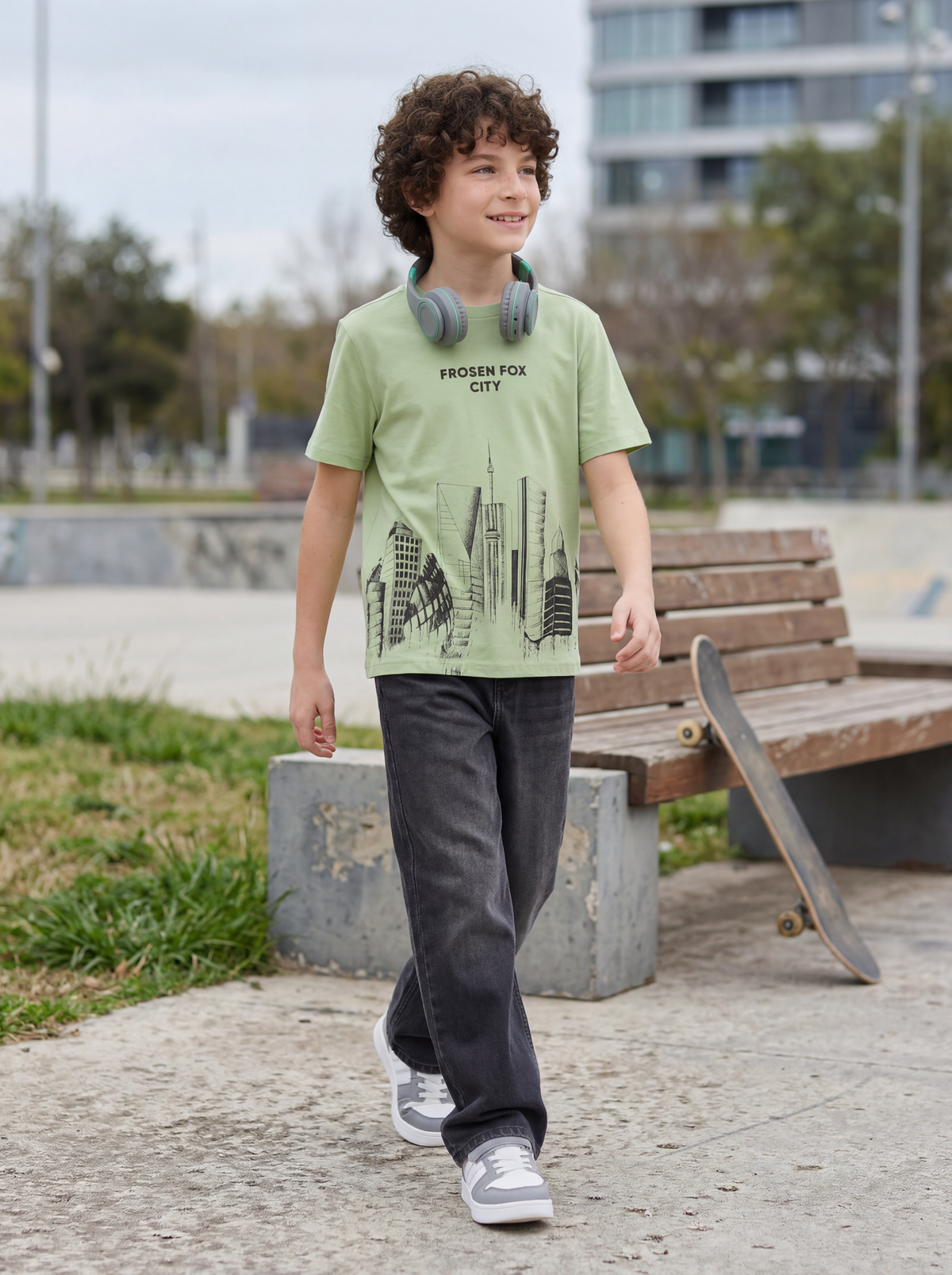 Kids' Light Green Graphic Printed T-Shirt | Casual Everyday Wear