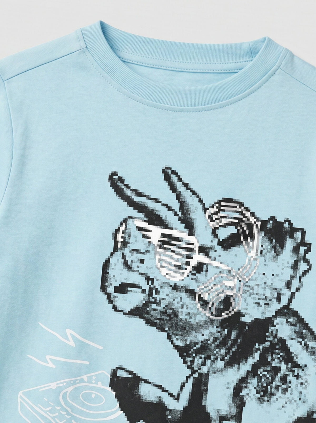 Kids' Light Blue Graphic Print T-Shirt | DJ Character Design