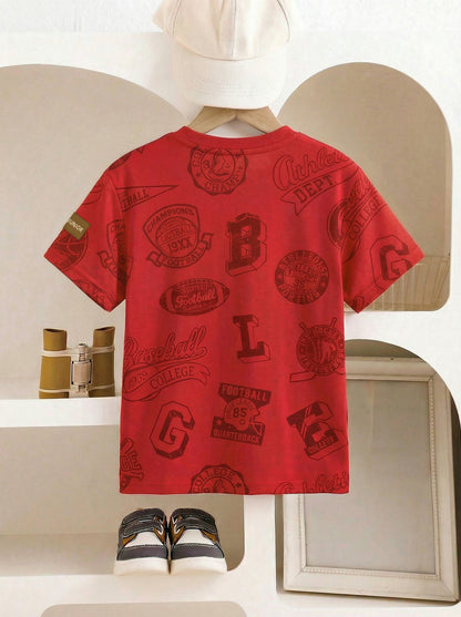 Boys Bold Red Sports Graphic T-Shirt – FROSEN Athletic Street Style Tee