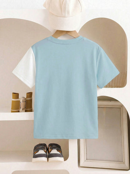 Boys Cartoon Fox Tee – Trendy Colorblock Style