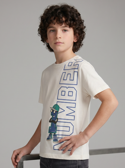 Kids' Cream Graphic Printed T-Shirt | Casual Everyday Wear