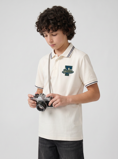 Kids' Off-White Polo T-Shirt with Logo Print | Casual Everyday Wear