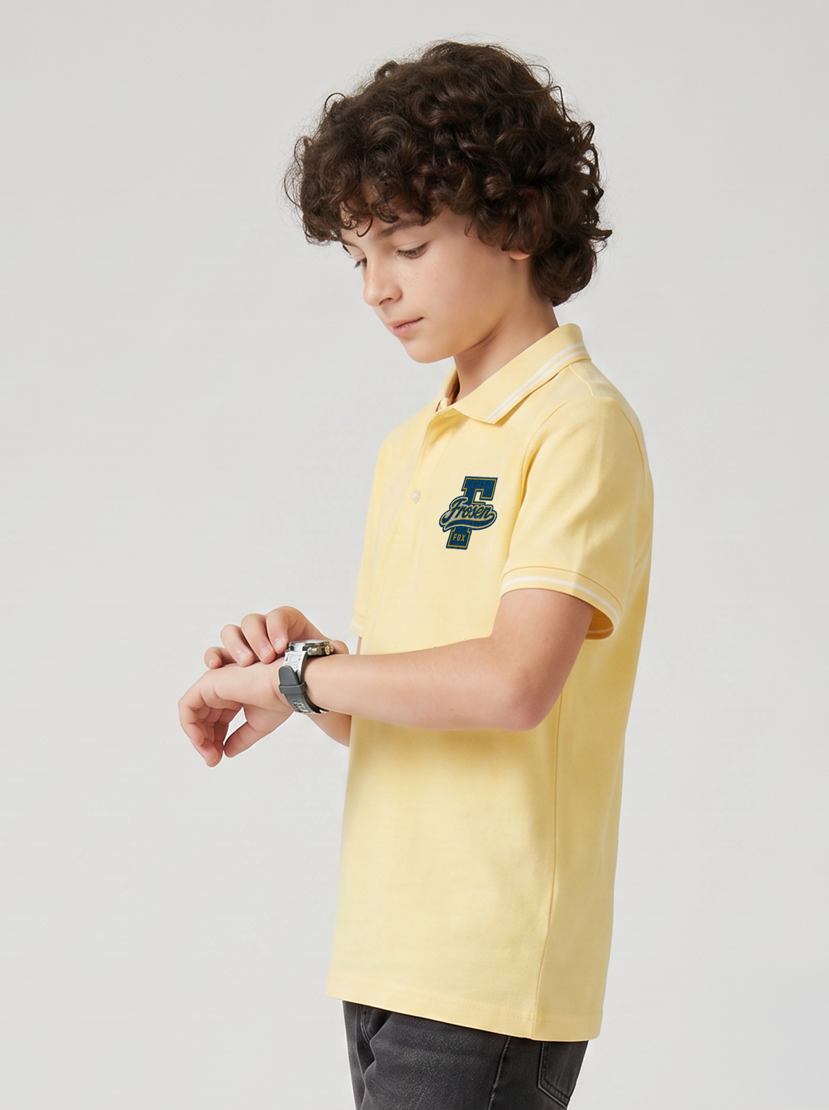Kids' Light Blue Polo T-Shirt with Logo Print | Casual Everyday Wear  Description