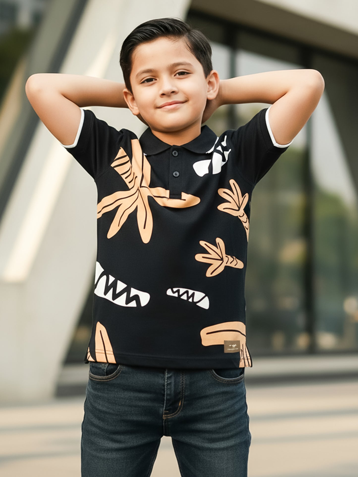 Self Design Pure Cotton Boys Polo Tee