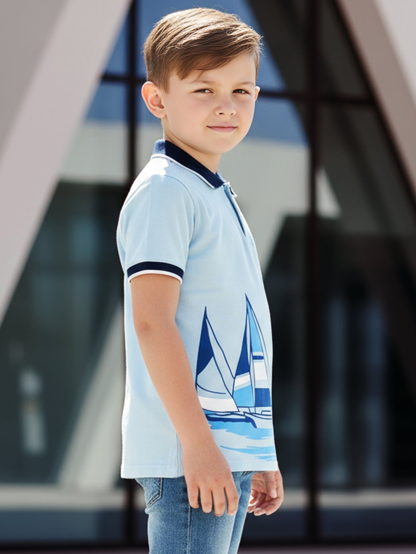Self Design Pure Cotton Boys Polo Tee