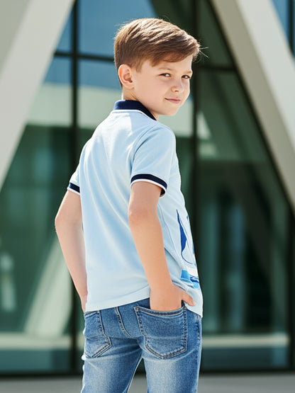 Self Design Pure Cotton Boys Polo Tee