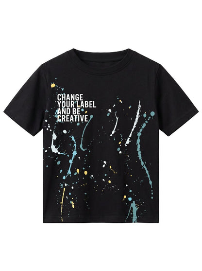 Boys' Black Graphic Printed T-Shirt | Creative Splash Design