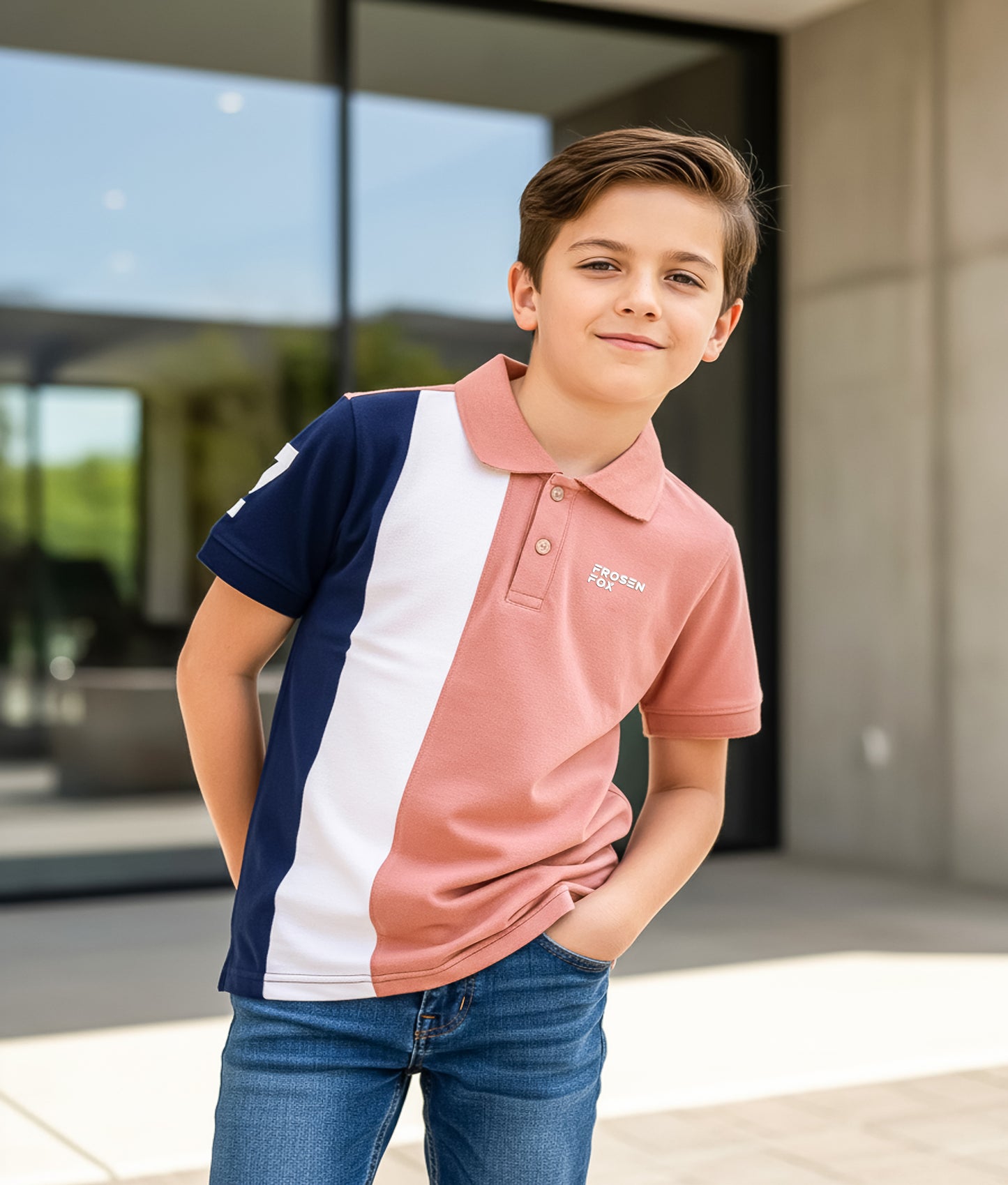 Self Design Pure Cotton Boys Polo Tee