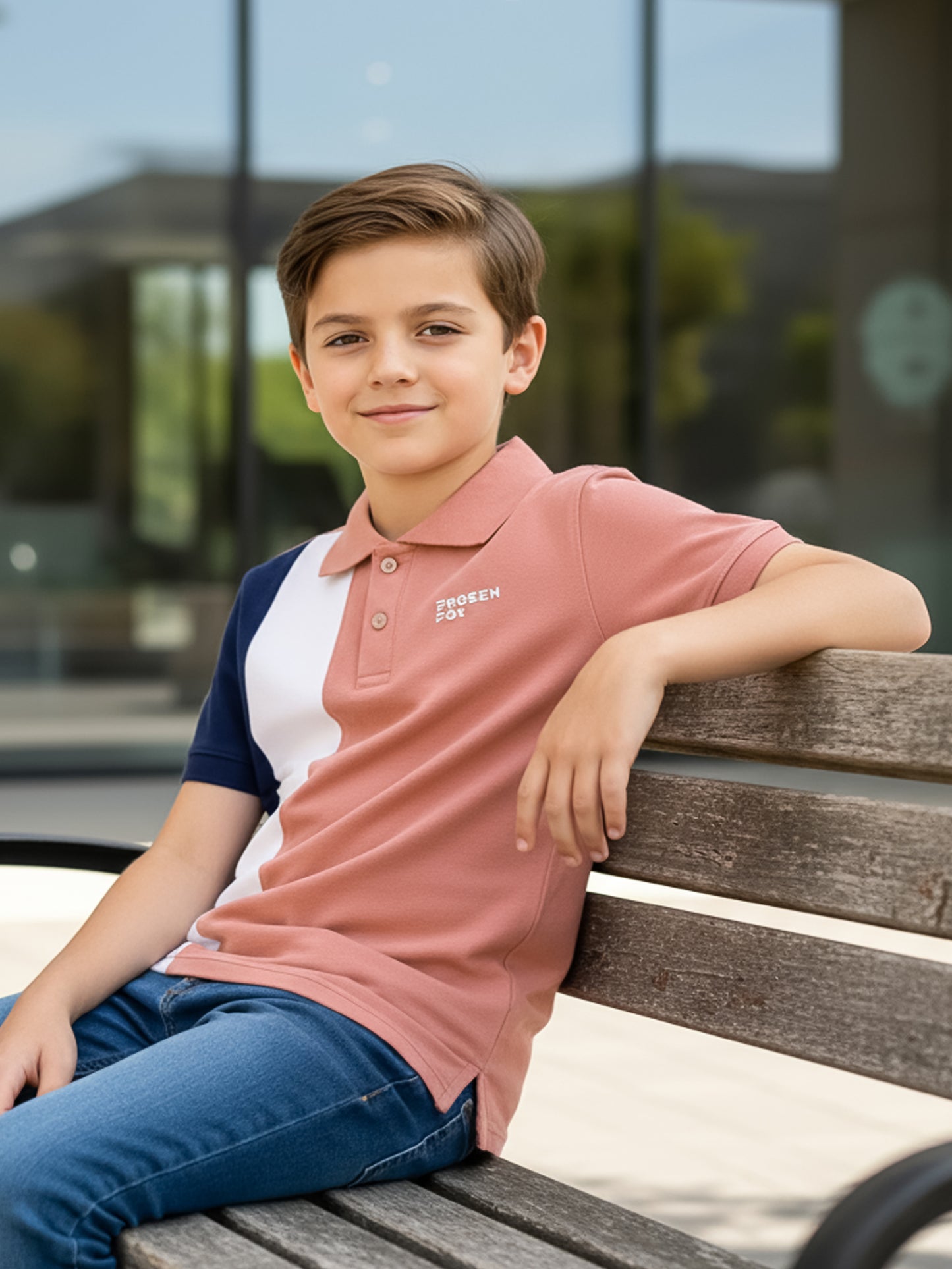 Self Design Pure Cotton Boys Polo Tee