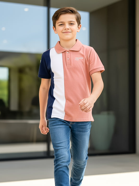 Self Design Pure Cotton Boys Polo Tee