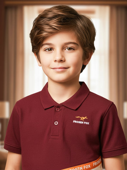 Self Design Pure Cotton Boys Polo Tee