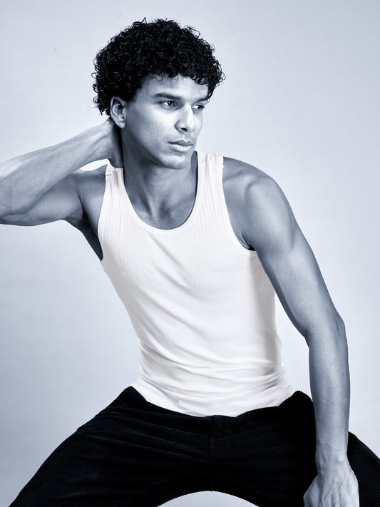 Men’s White Ribbed Cotton Tank Top – Slim Fit Sleeveless Vest for Everyday Comfort