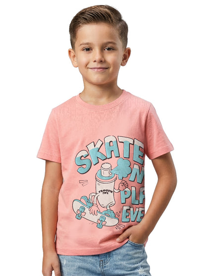 Kids' Pink Skateboard Graphic Printed T-Shirt | Casual Everyday Wear