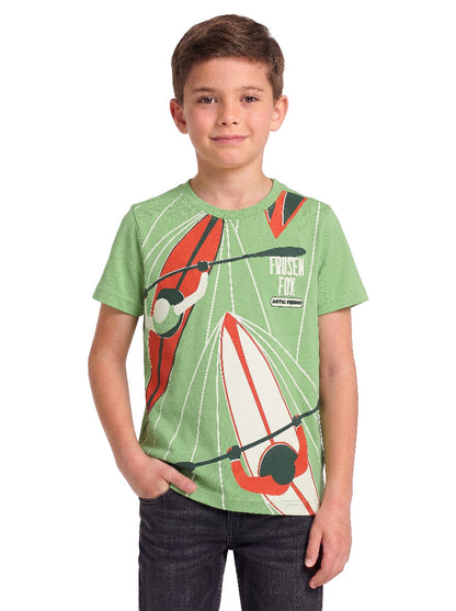 Kids' Green Graphic Printed T-Shirt | Sporty Casual Everyday Wear