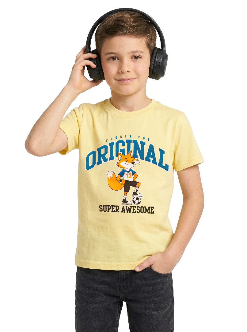 Kids' Yellow Fox Graphic Printed T-Shirt | Casual Everyday Wear