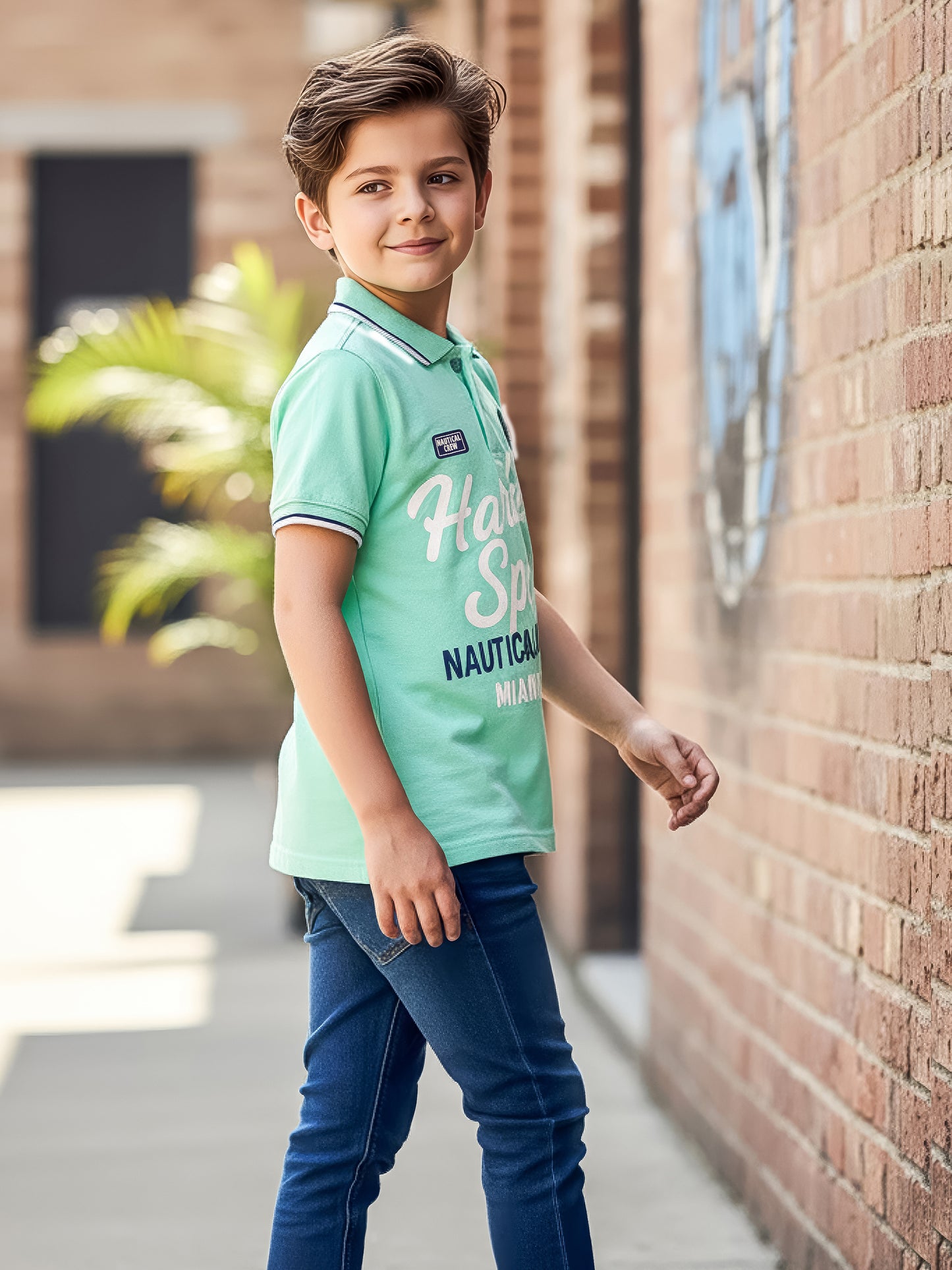 Self Design Pure Cotton Boys Polo Tee