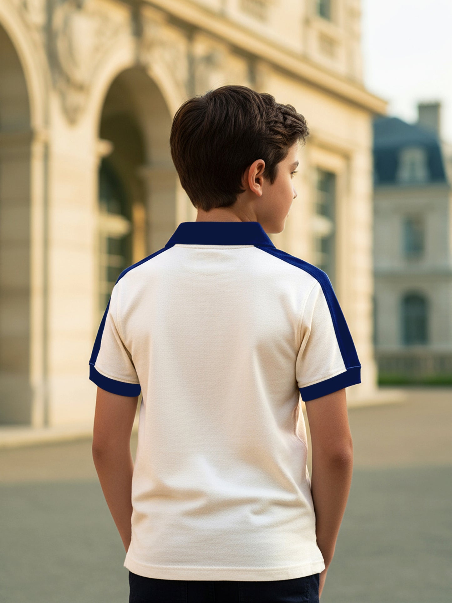 Self Design Pure Cotton Boys Polo Tee