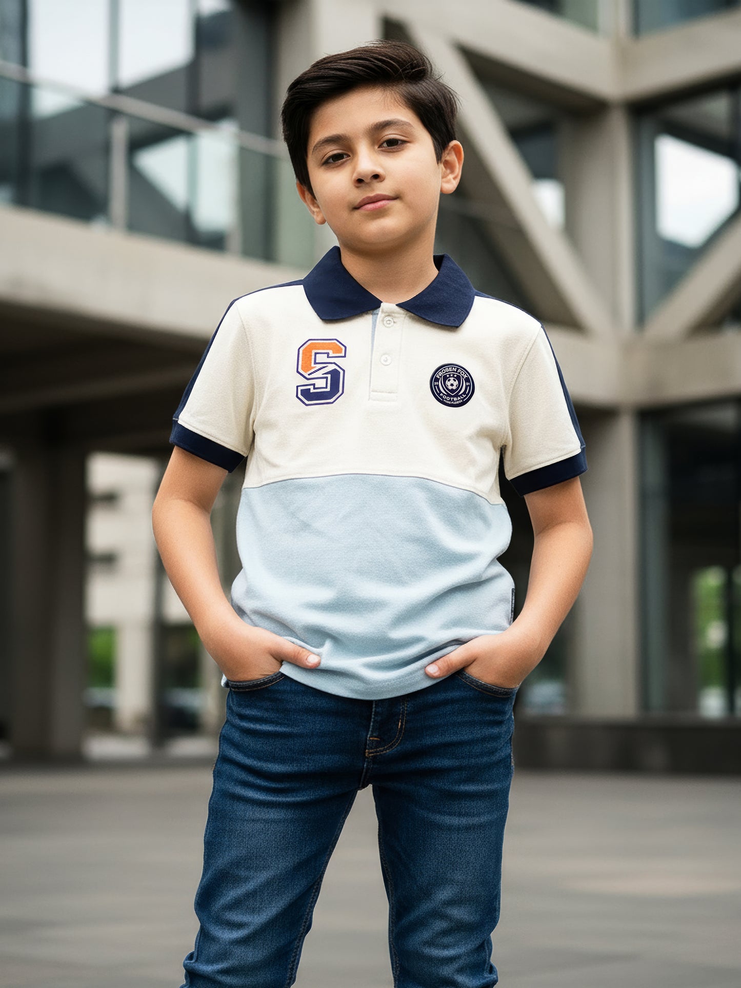 Self Design Pure Cotton Boys Polo Tee