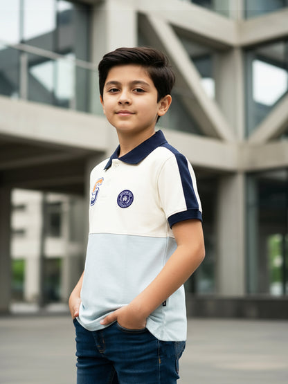 Self Design Pure Cotton Boys Polo Tee