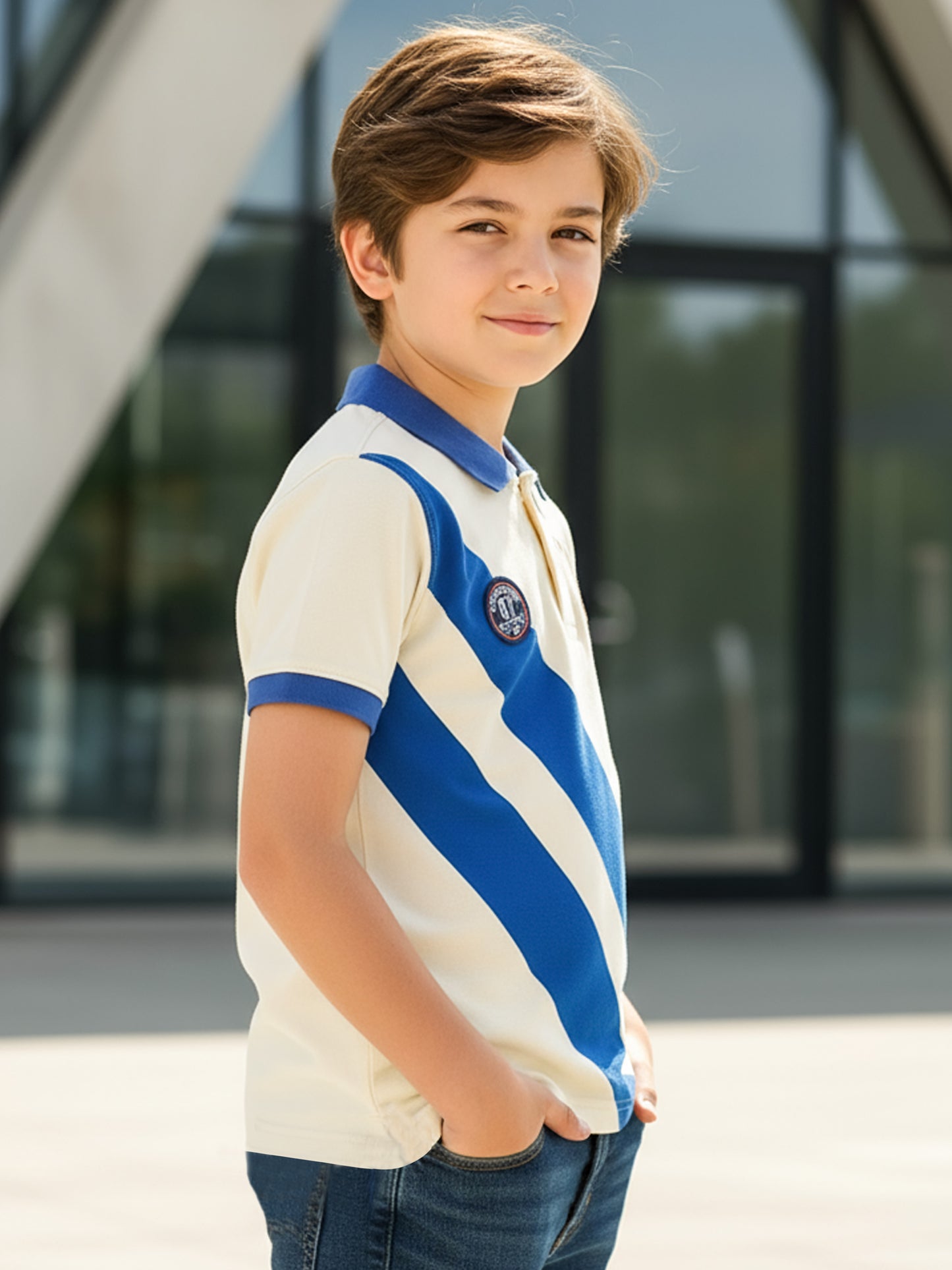 Self Design Pure Cotton Boys Polo Tee