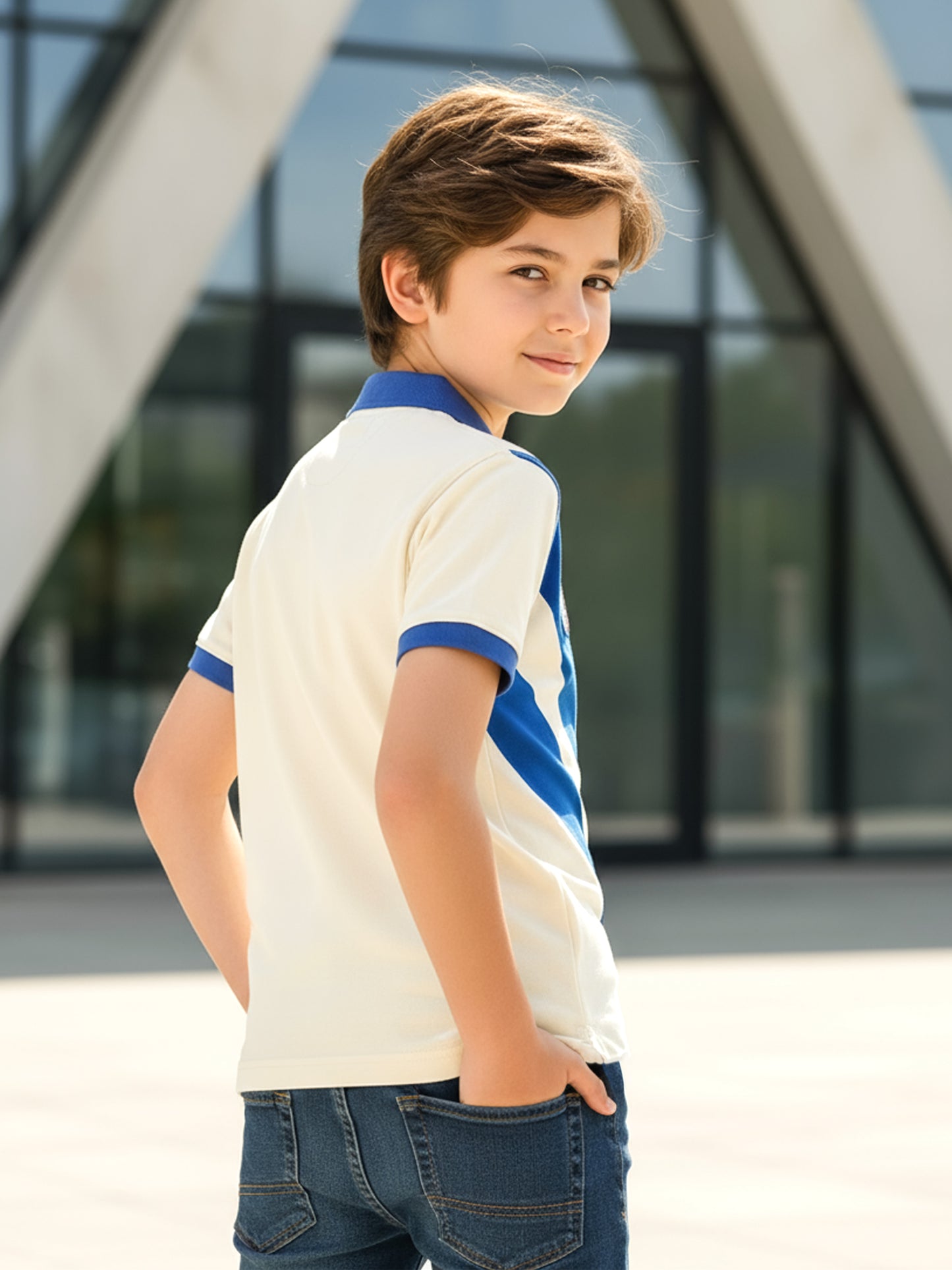 Self Design Pure Cotton Boys Polo Tee