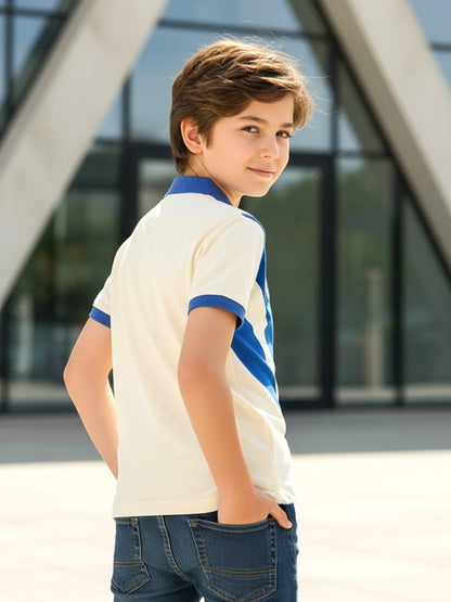 Self Design Pure Cotton Boys Polo Tee