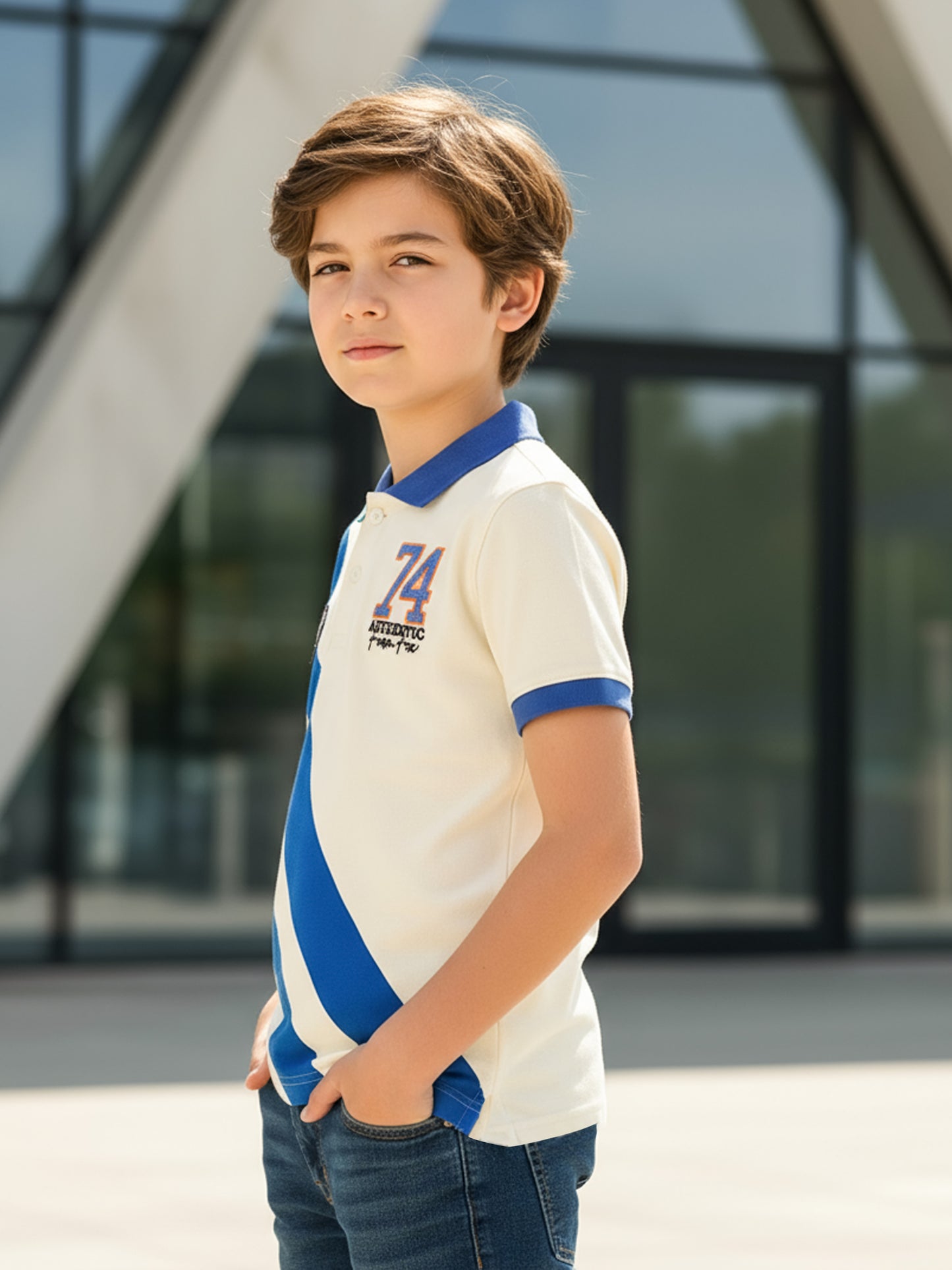 Self Design Pure Cotton Boys Polo Tee
