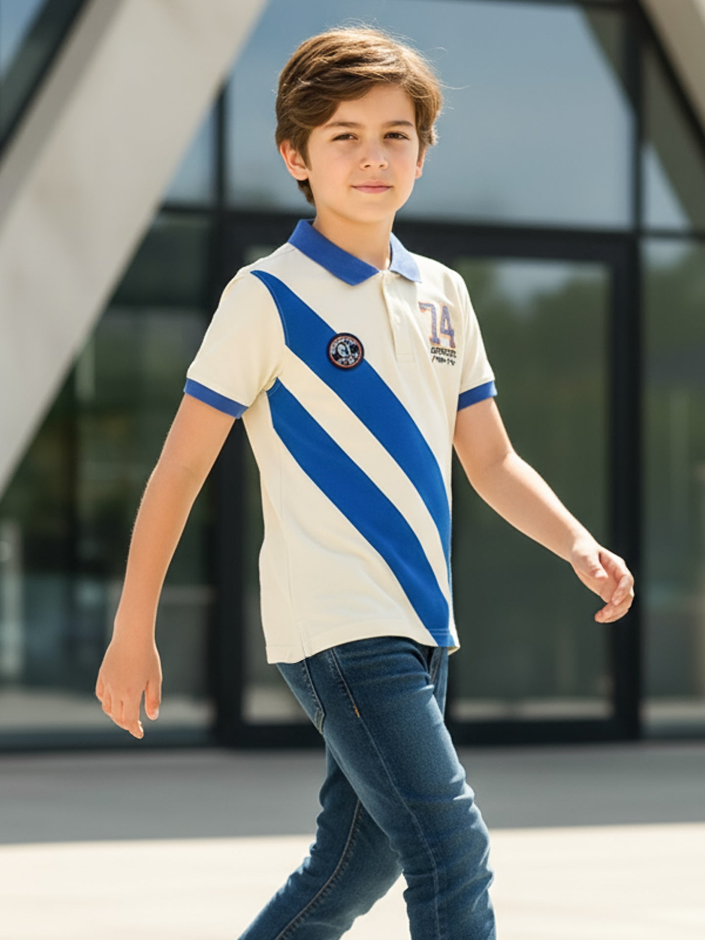 Self Design Pure Cotton Boys Polo Tee