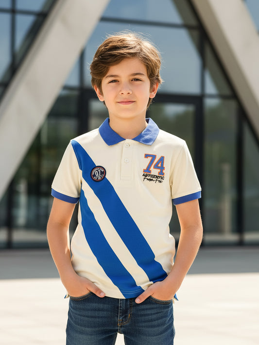 Self Design Pure Cotton Boys Polo Tee