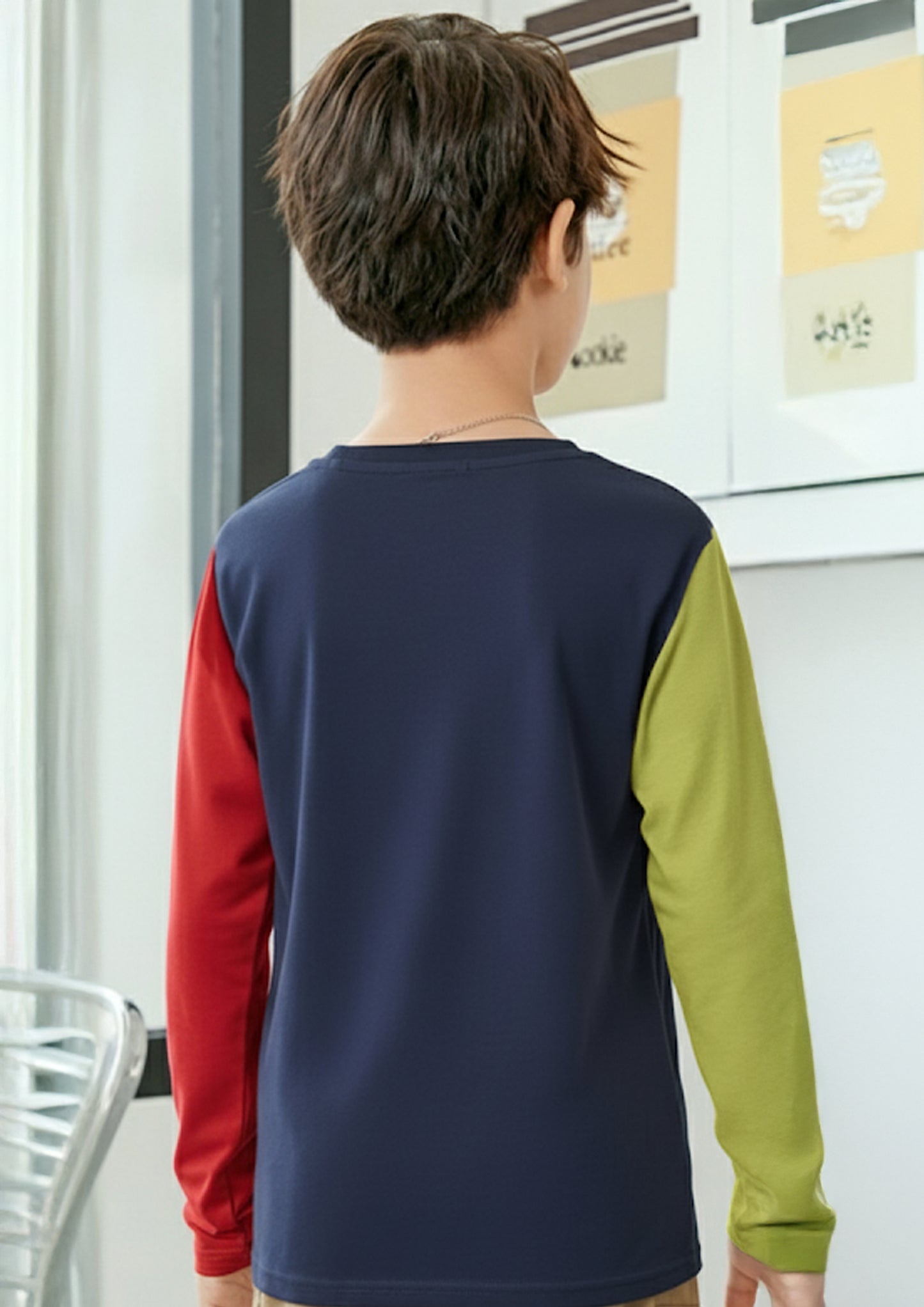 Boys Colorblock Graphic Print Long Sleeve T-Shirt with Contrast Sleeves
