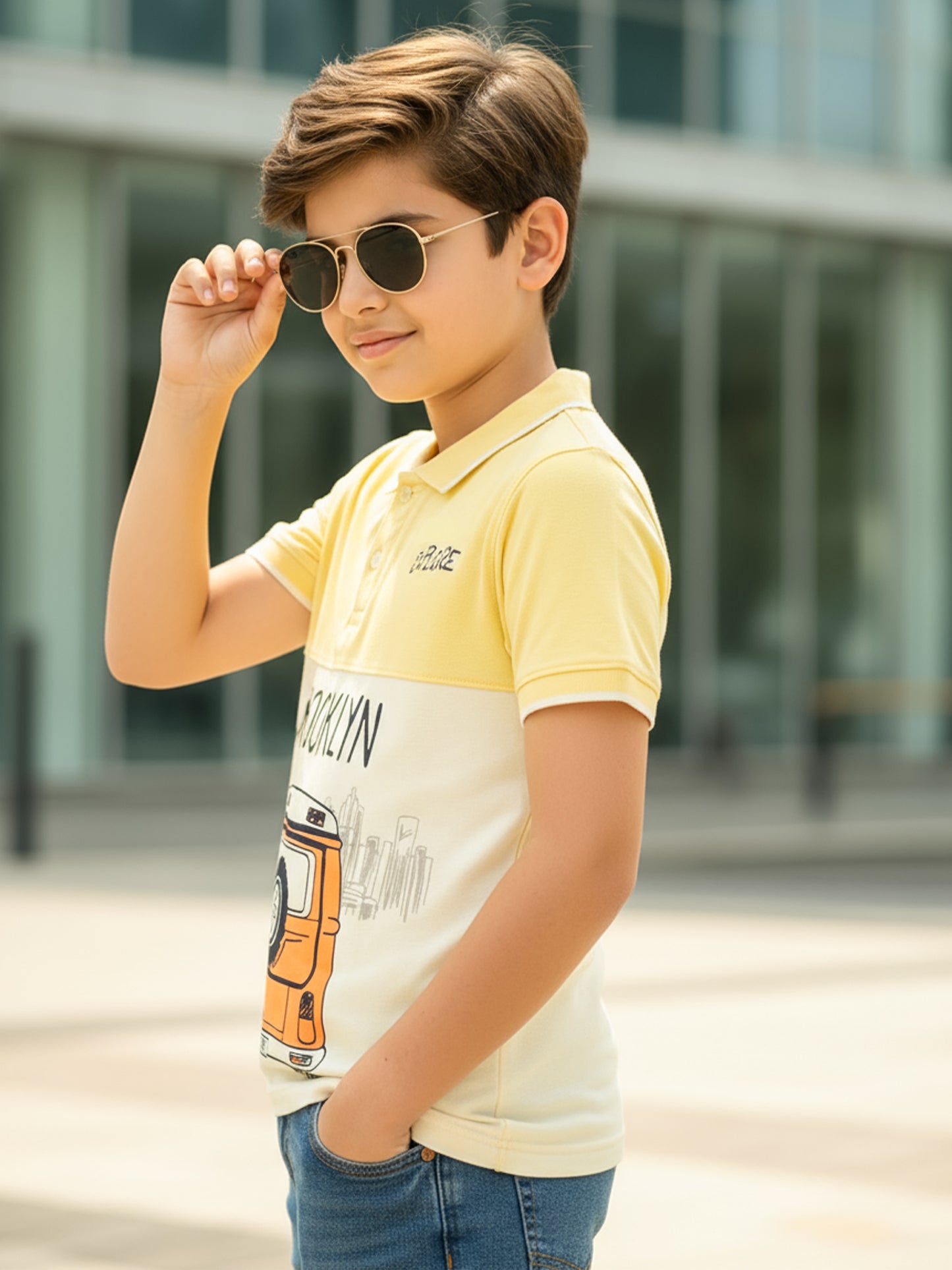 Self Design Pure Cotton Boys Polo Tee