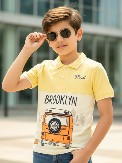 Self Design Pure Cotton Boys Polo Tee