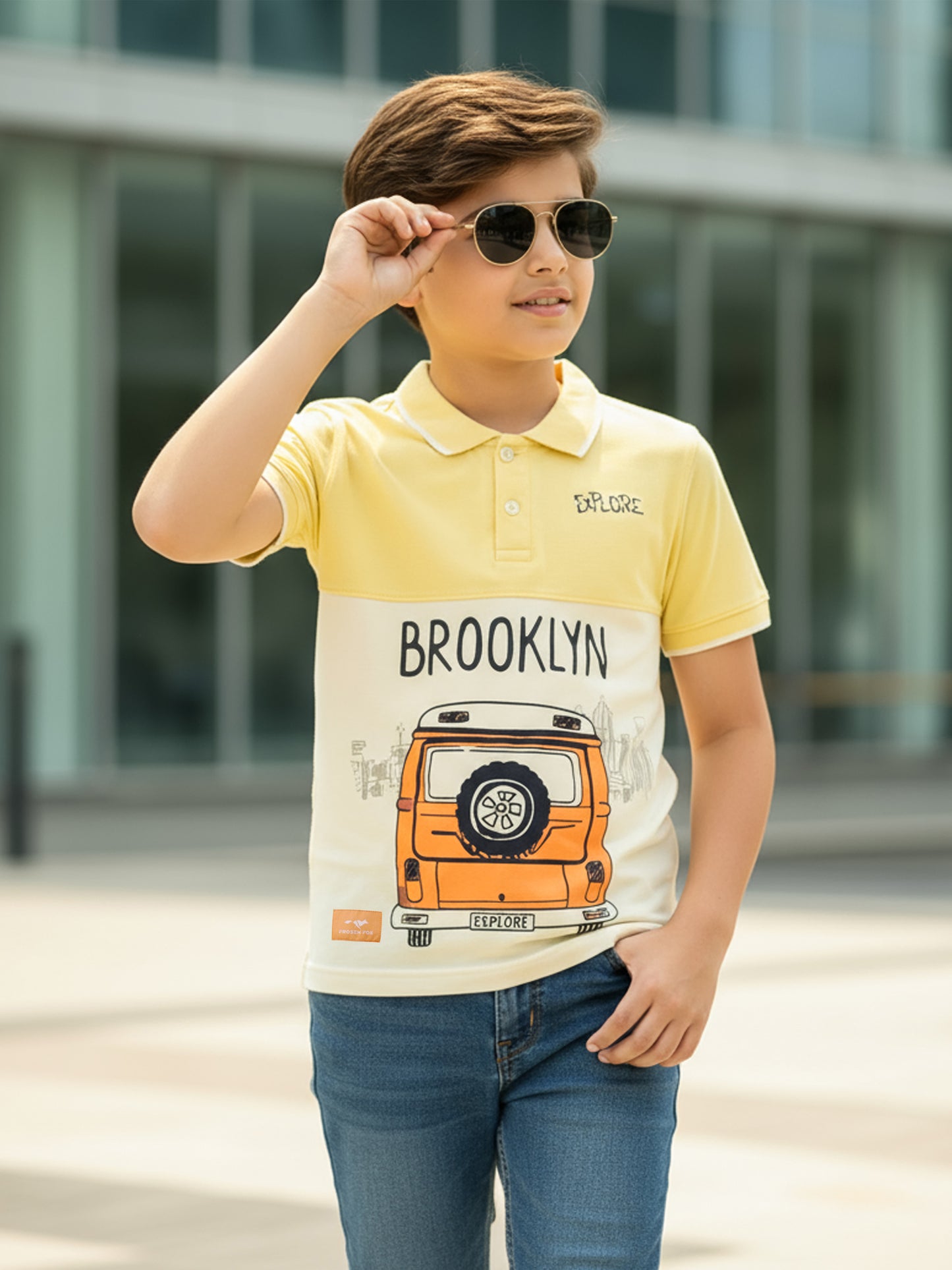 Self Design Pure Cotton Boys Polo Tee