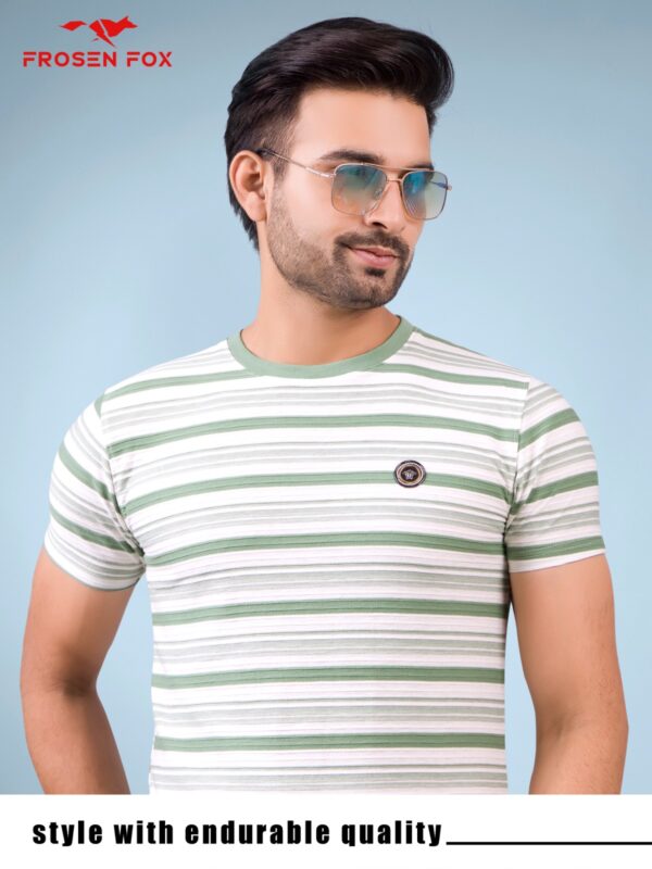 Men's Striped Half sleeve Crew neck Tshirt - Image 2