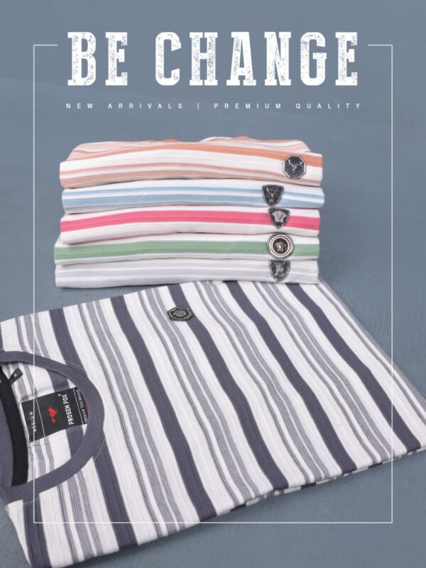 Men's Striped Half sleeve Crew neck Tshirt - Image 19