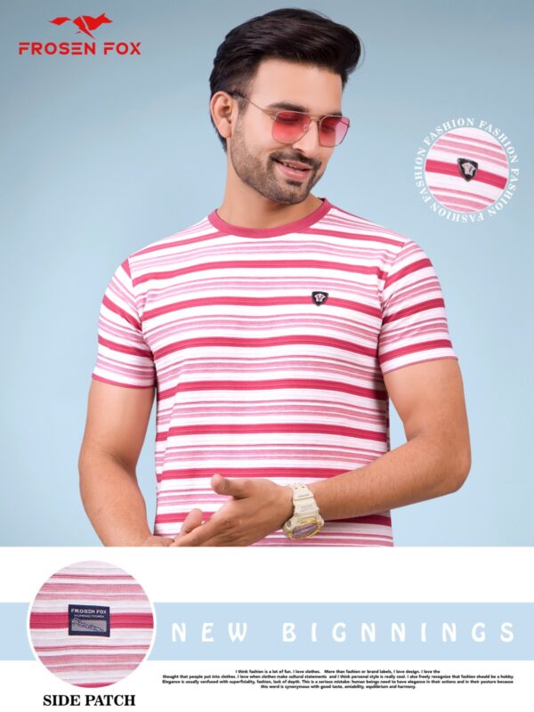 Men's Striped Half sleeve Crew neck Tshirt - Image 3