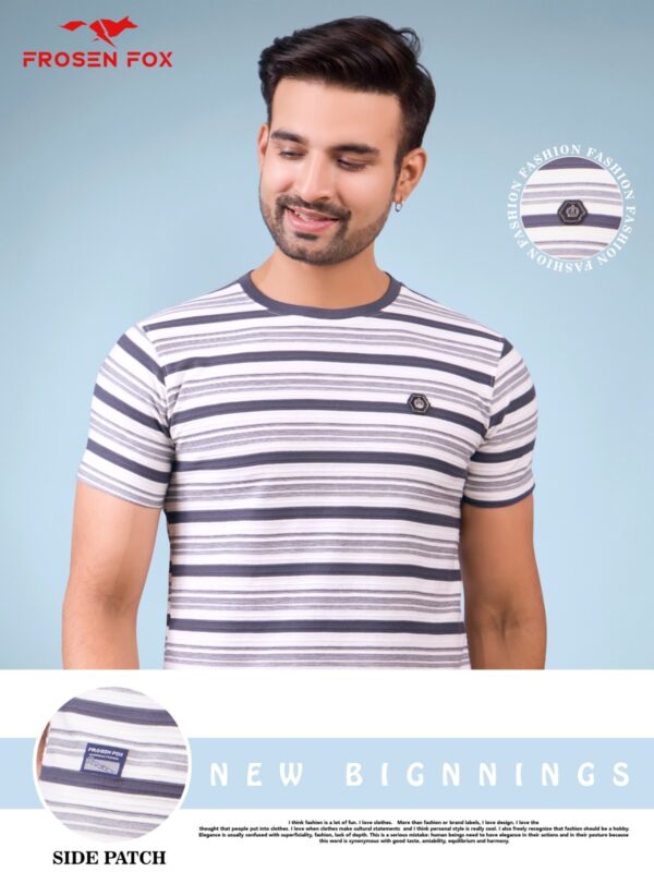 Men's Striped Half sleeve Crew neck Tshirt - Image 6