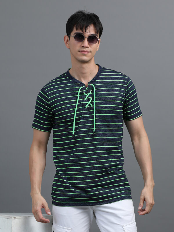 V-neck With Rope Men's Tshirt  BL-12 - Image 3
