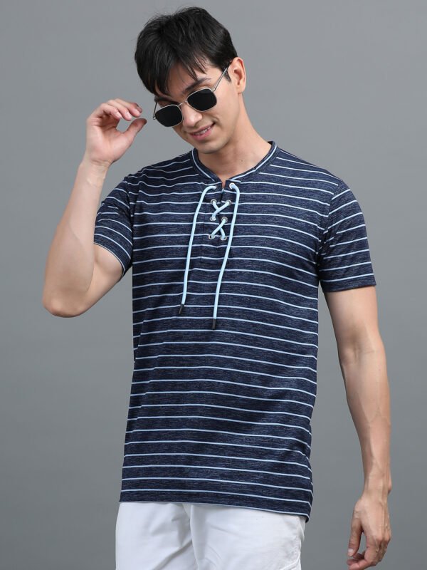 V-neck With Rope Men's Tshirt  BL-12 - Image 2