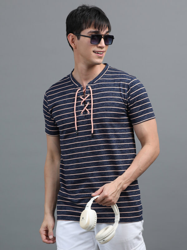 V-neck With Rope Men's Tshirt  BL-12 - Image 4