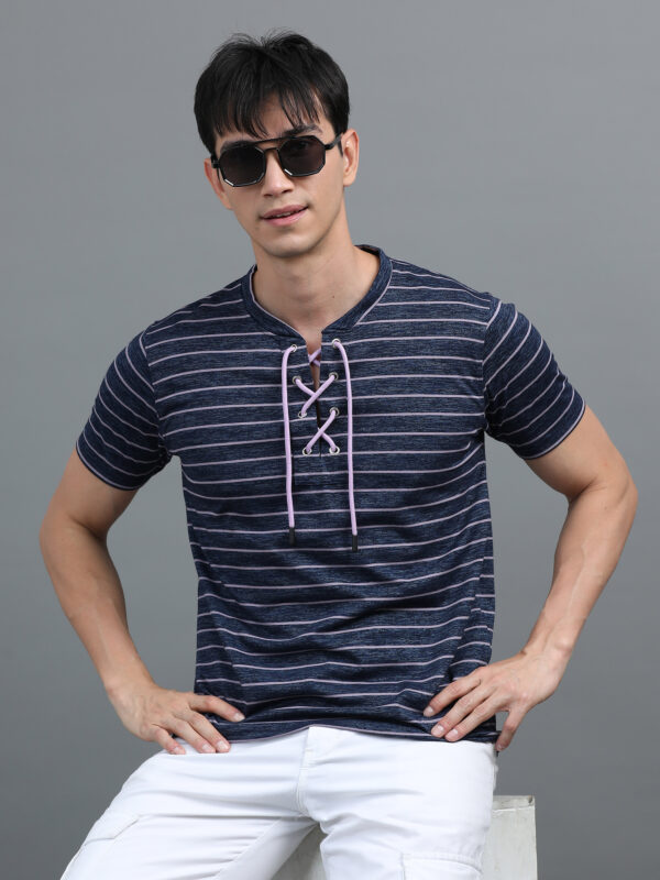 V-neck With Rope Men's Tshirt  BL-12